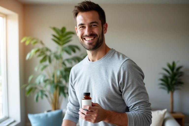 Man taking a natural supplement